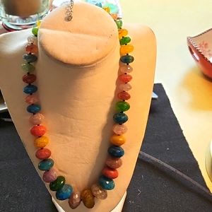 A multi color gemstone beads with 925 clasps